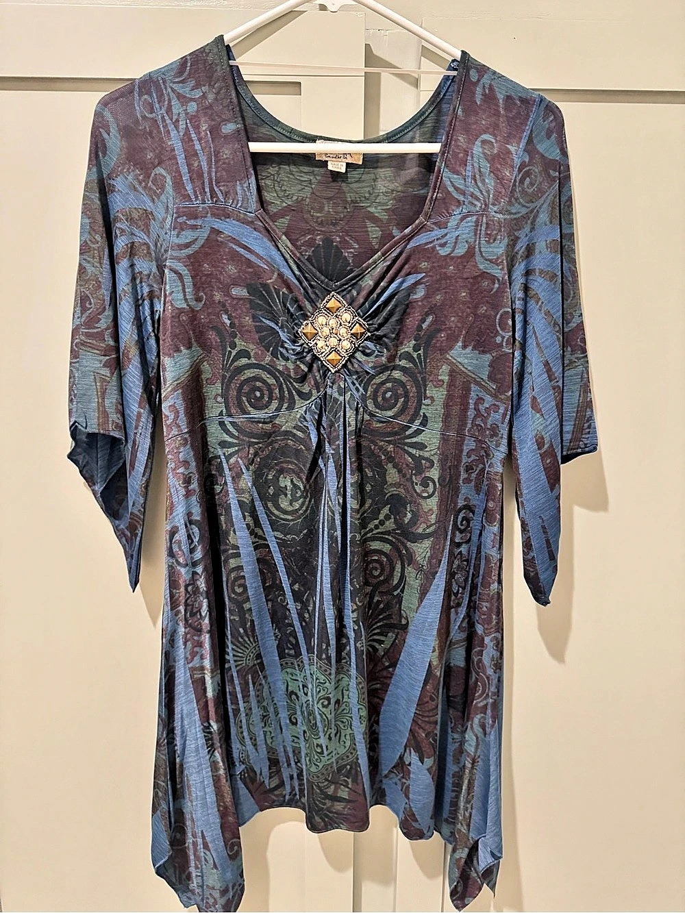 oneworld Abstract Tunic in Blue & Purple Size Medium